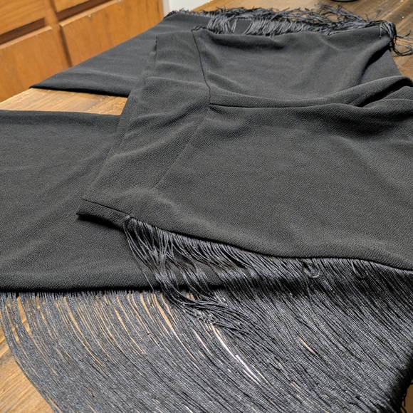 NWT Shein Black Fringe Flare Pants | Western Festival Boho | Large - Picture 7 of 11